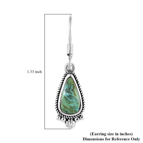 Genuine Blue Moon Turquoise gemstone dangle earrings in 925 Sterling Silver NWT - Picture 4 of 5
